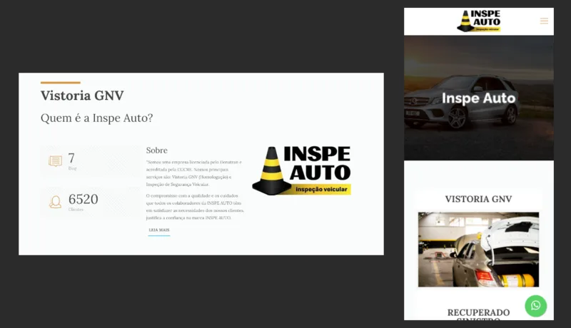 Site da Inspe Auto, vistoria veicular